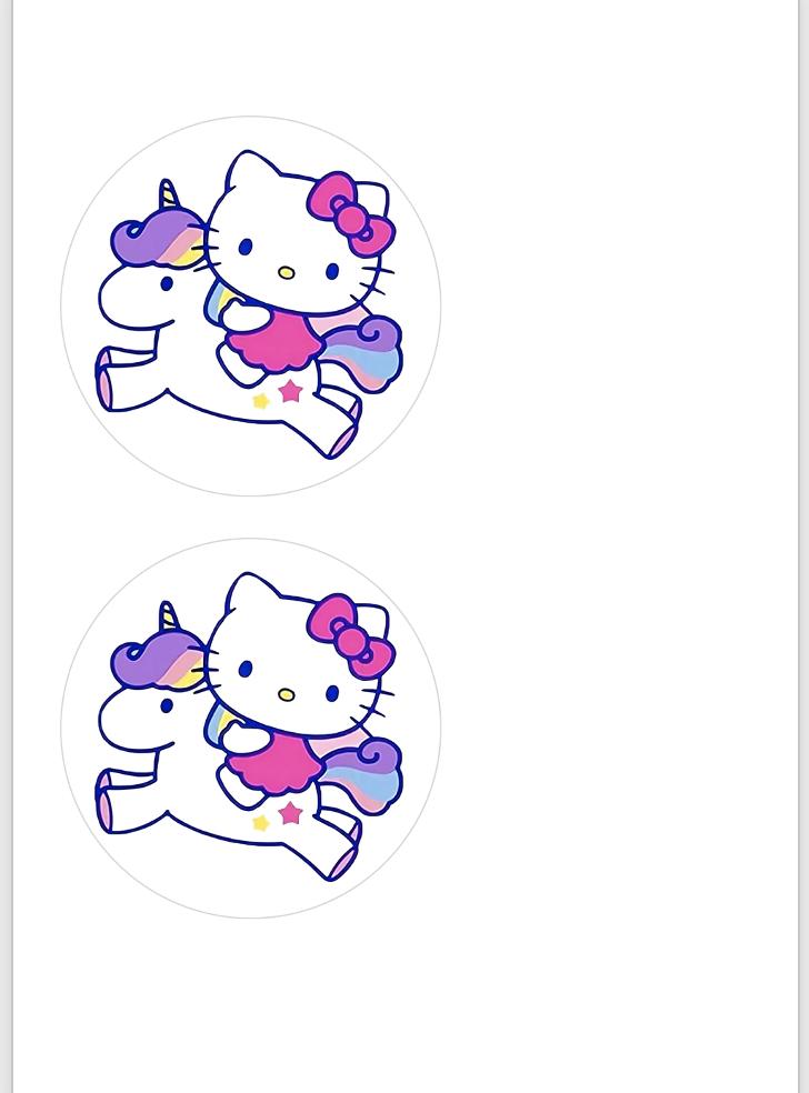 Rainbow Unicorn Hello Kitty Edible Image Icing Sugar Sheet for Cakes 3.5", 4", 6", 7.5" ROUNDS for Girl's Birthday Party Celebrations