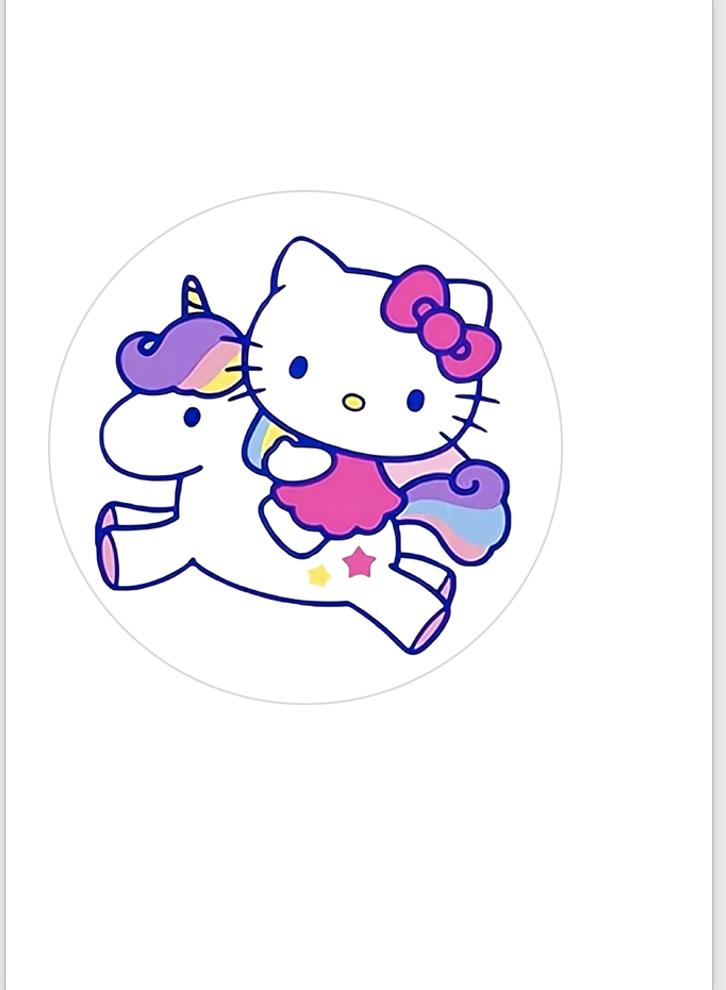 Rainbow Unicorn Hello Kitty Edible Image Icing Sugar Sheet for Cakes 3.5", 4", 6", 7.5" ROUNDS for Girl's Birthday Party Celebrations