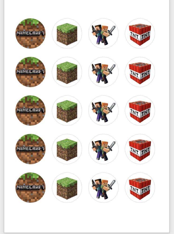 Minecraft Kids Game Party Edible Image Toppers Sugar Sheet for cupcakes, cookies, Oreos, treats, Kids Boys Birthday Parties