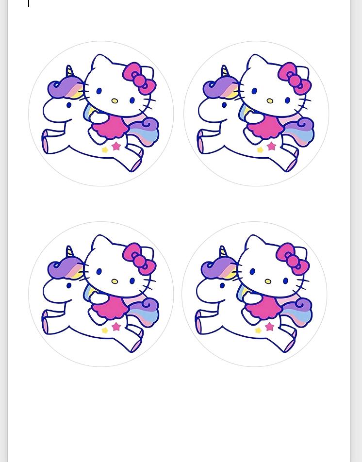 Rainbow Unicorn Hello Kitty Edible Image Icing Sugar Sheet for Cakes 3.5", 4", 6", 7.5" ROUNDS for Girl's Birthday Party Celebrations