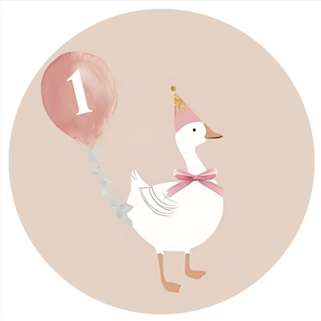One Silly Goose Pink Baby 1st Birthday 1.5"/2" Rounds Printed on Edible Sugar Sheet for Cupcakes,Cookies,Oreos, Cakesicles NOT PRECUT