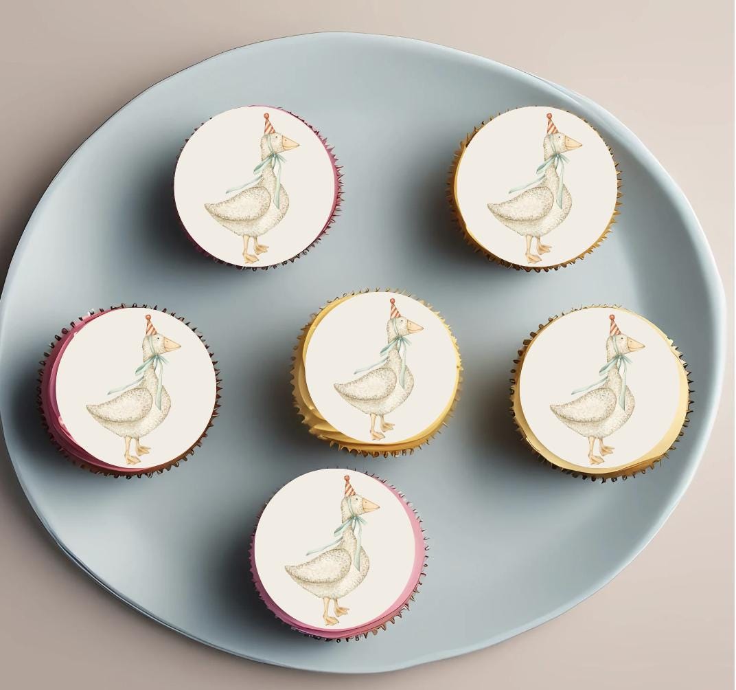 One Silly Goose Baby 1st Birthday Baby Shower 1.5"/2" Rounds Printed on Edible Sugar Sheet for Cupcakes,Cookies,Oreos, Cakesicles NOT PRECUT